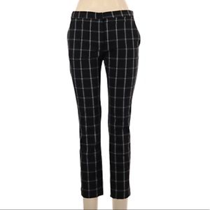 Zara black windowpane plaid jogger waist ankle length pants